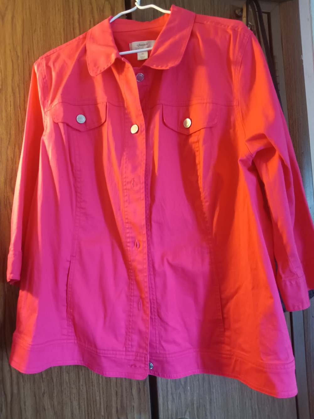 CJ Banks Vibrant Pink Collared Jacket